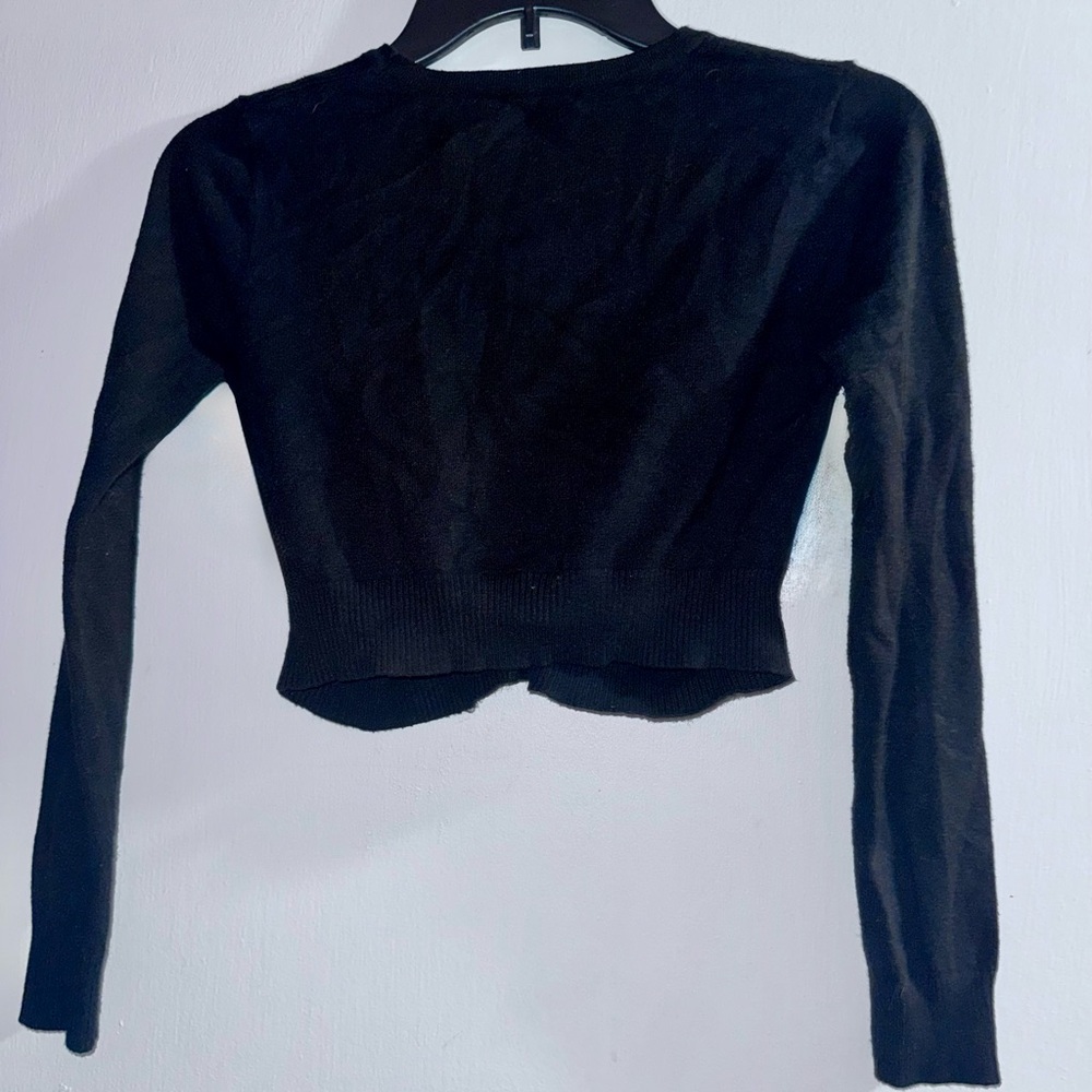 Active Usa Black Ruched Button-Front Sweater Card… - image 2